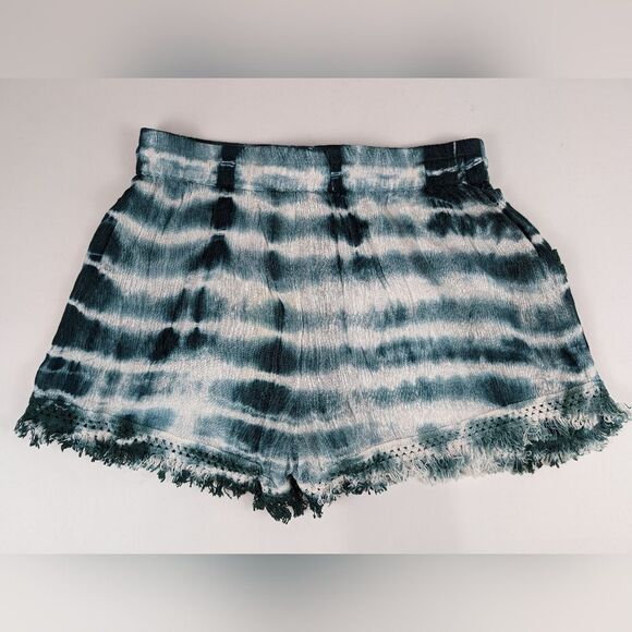 Tie-dye Lightweight Teal White Shorts Etc. by Lazy Daisy Women's size Medium - Picture 3 of 6